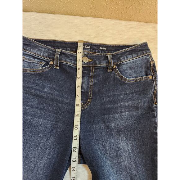 Style & Co Women's Blue Solid Embroidered Mid Rise Skinny Capri Jeans Size 10‎ - Picture 7 of 8